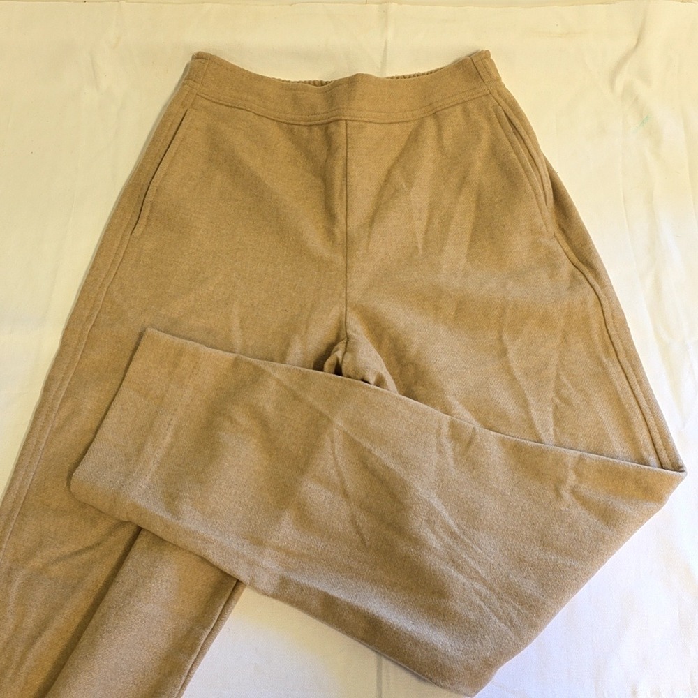 Manteco Everlane Tapered Pants Women XS Tan Recycled Wool Elastic Back Trousers